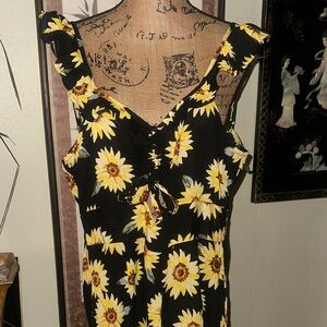 Derek Heart Black and Yellow Sunflower Jumpsuit